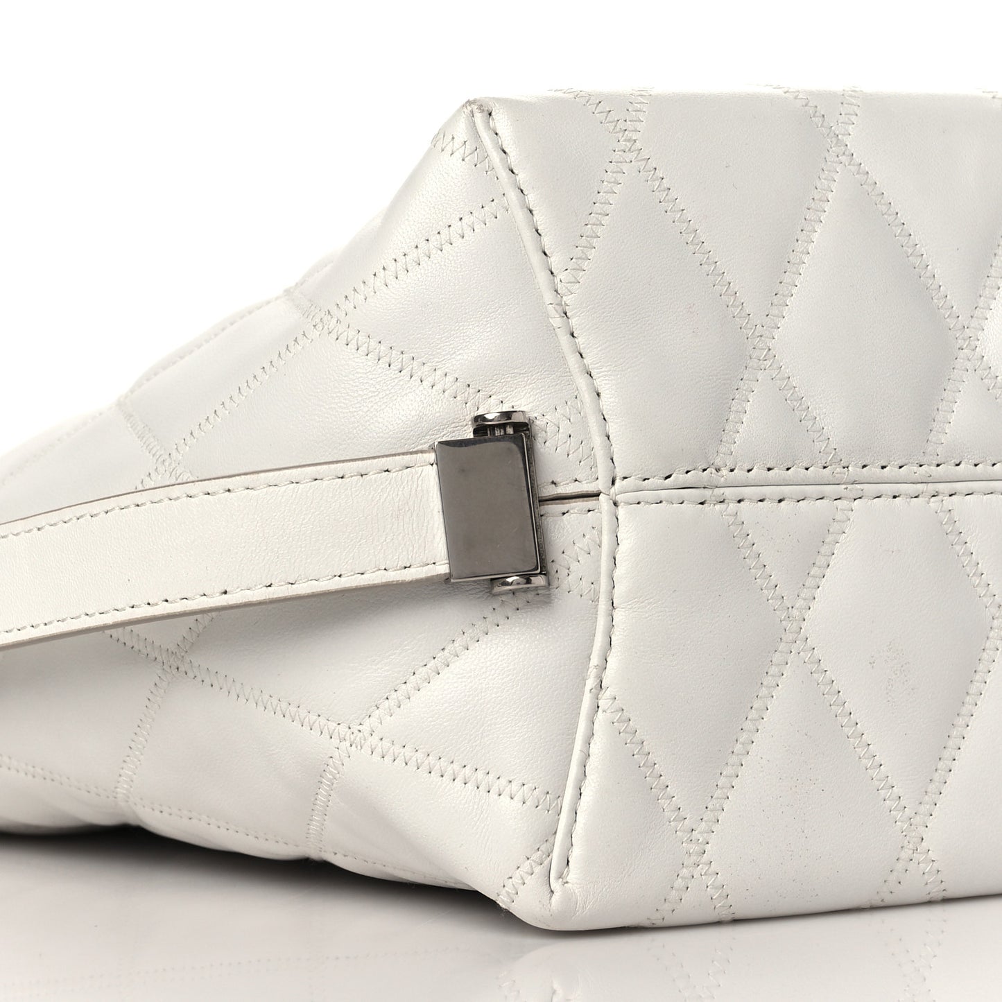 Lambskin Quilted Mini GV Bucket Bag White