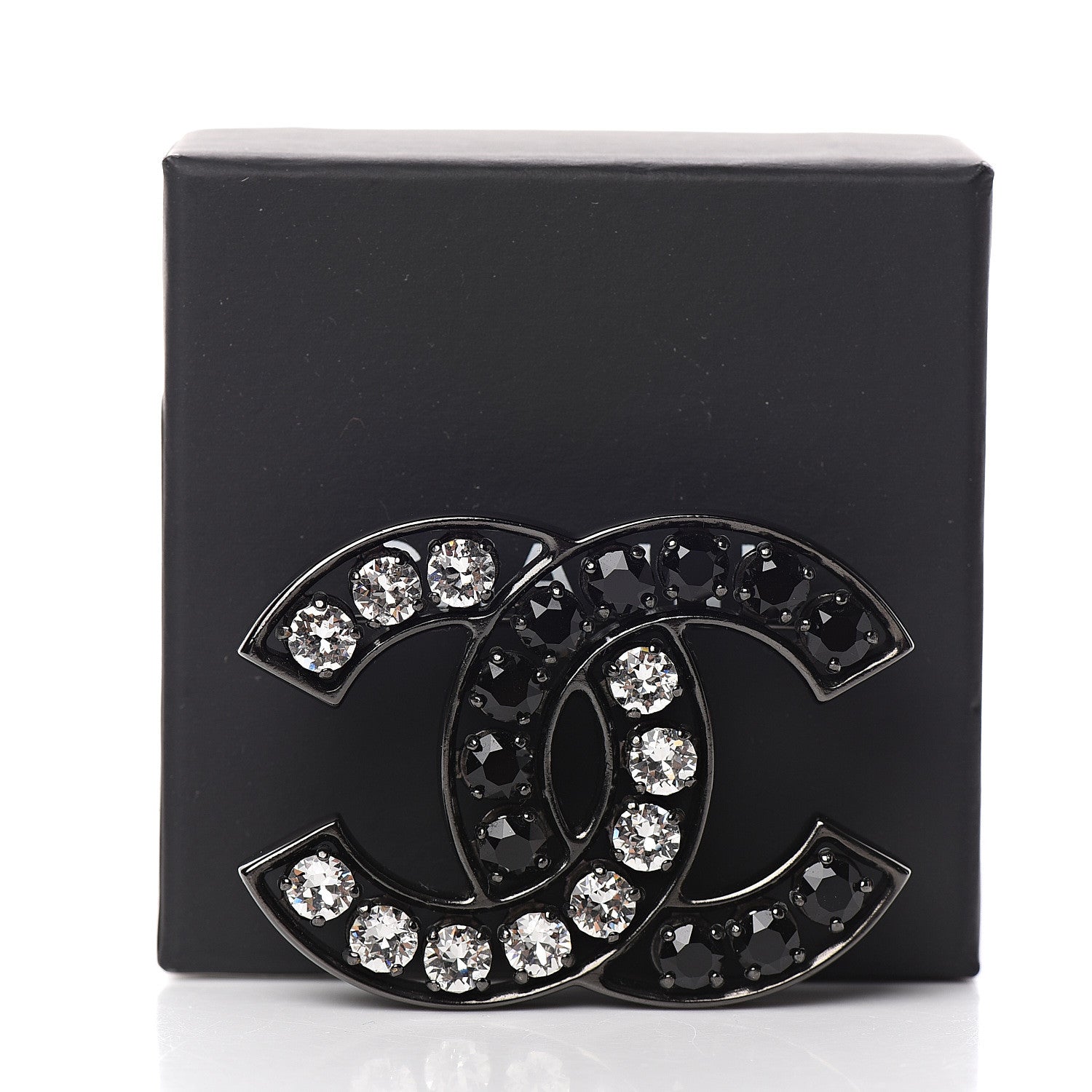 Chanel Crystal CC Brooch Black 5 of 5