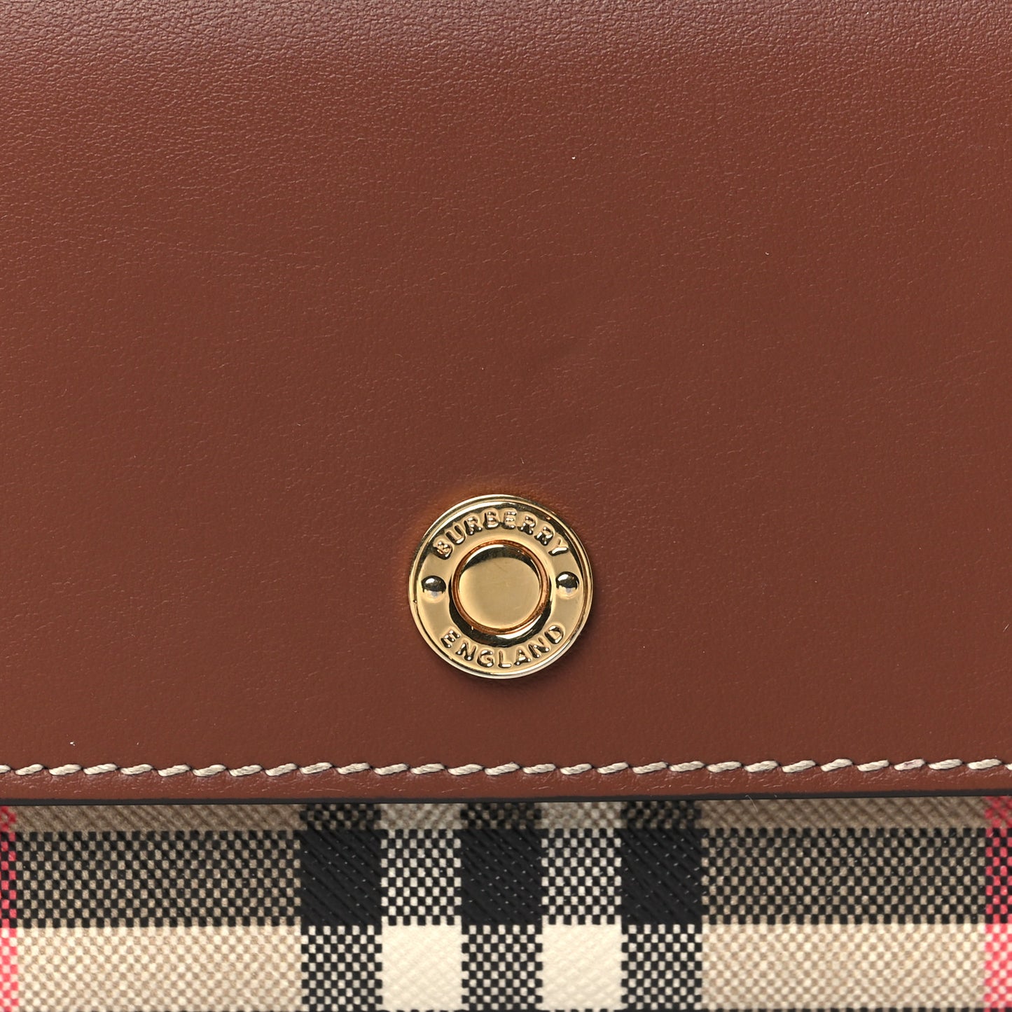 Vintage Check Grain Calfskin Halton Wallet Tan