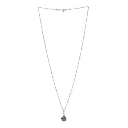 Mikimoto 18K White Gold Diamond Black South Sea Pearl 9mm Pendant Necklace 3 of 4