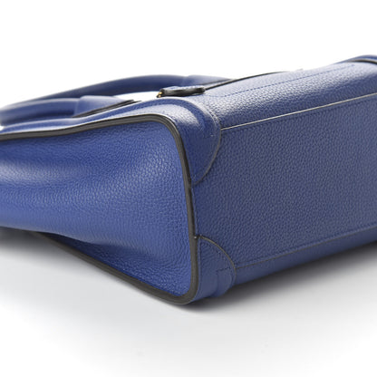 Celine Drummed Calfskin Nano Luggage Indigo 6 of 9