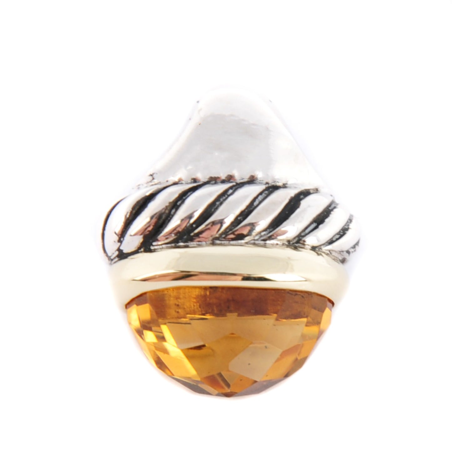 Sterling Silver 14K Yellow Gold 10mm Citrine Acorn Pendant
