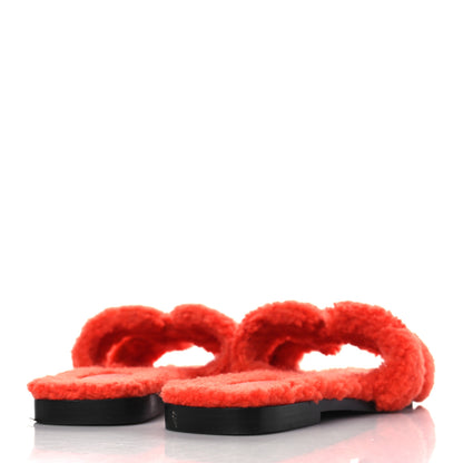 Hermes Woolskin Oran Sandals 38 Orange 4 of 7