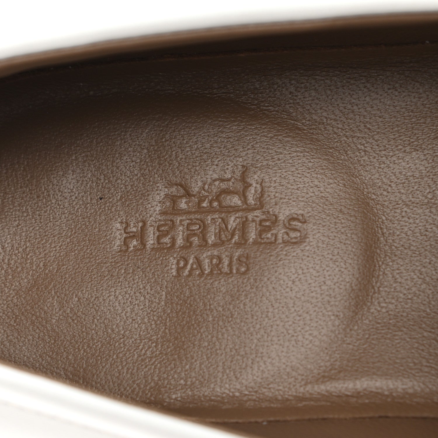 Hermes Calfskin Womens Destin Loafers 35 White 7 of 10