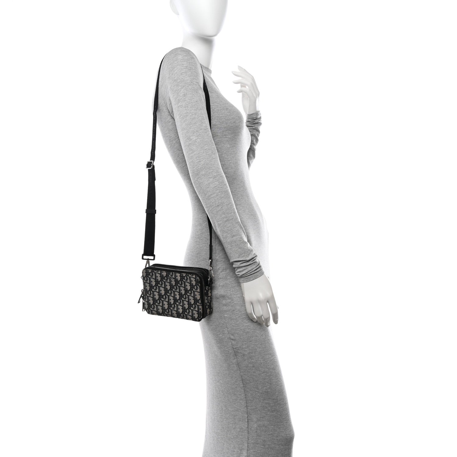 Christian Dior Oblique Pouch Beige Black 3 of 12