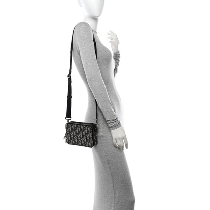 Christian Dior Oblique Pouch Beige Black 3 of 12