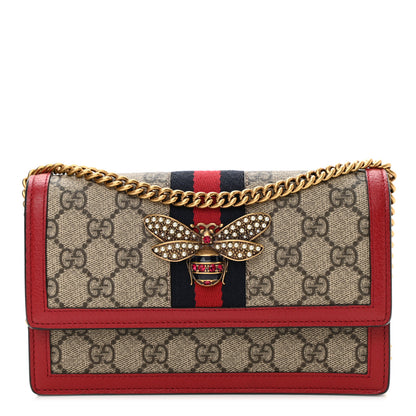 Gucci GG Supreme Monogram Web Queen Margaret Chain Wallet Red 1 of 9