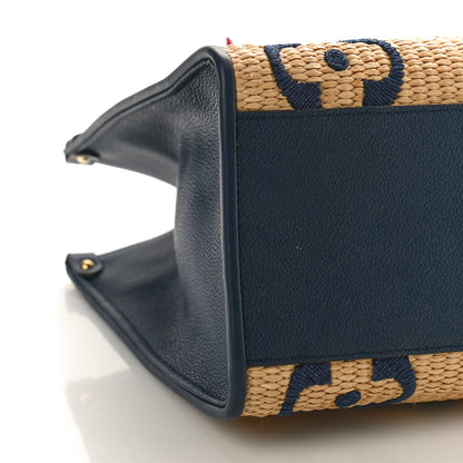 Louis Vuitton Raffia Calfskin Monogram Giant Onthego MM Blue 7 of 8