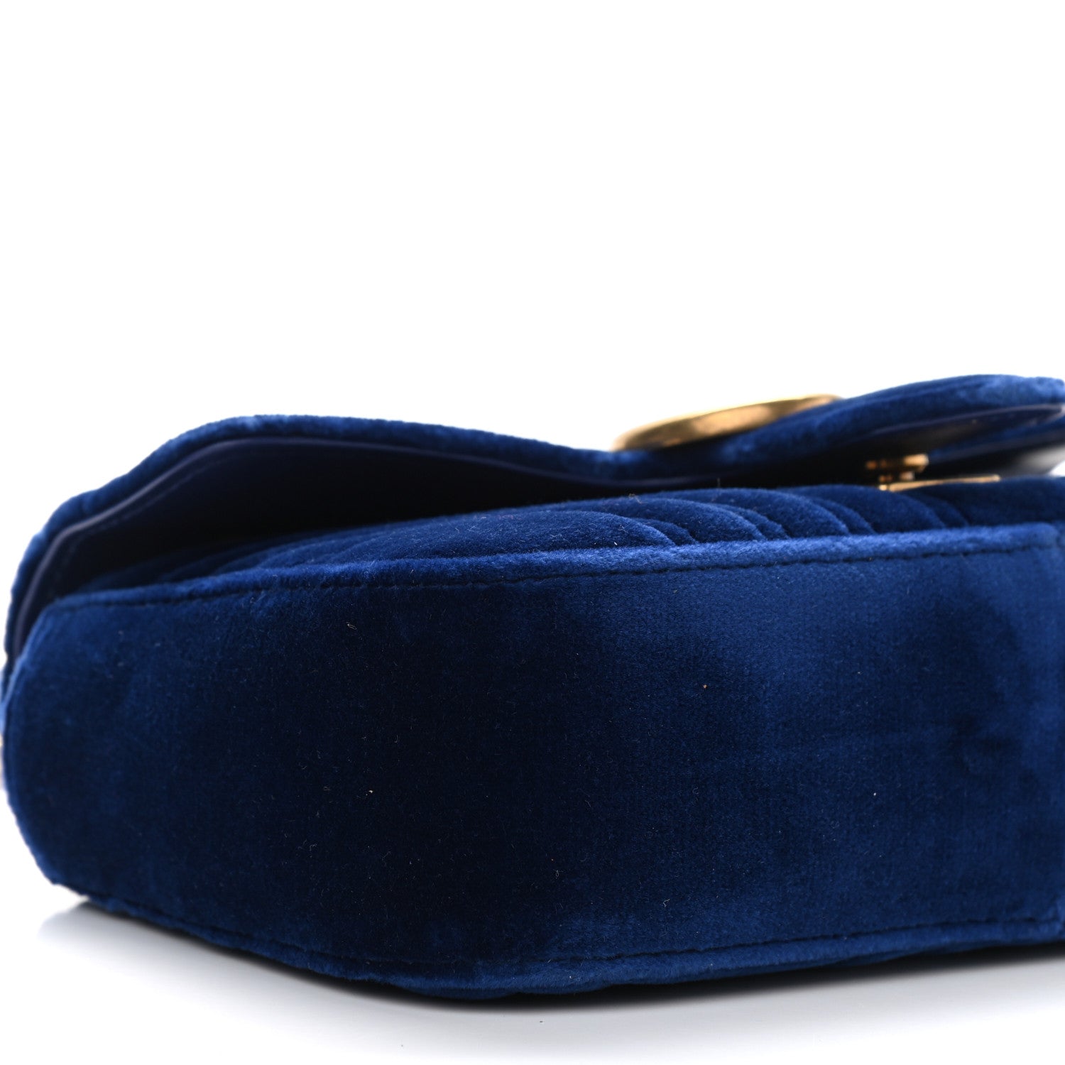 Gucci Velvet Matelasse Mini GG Marmont Shoulder Bag Cobalt Blue 8 of 9