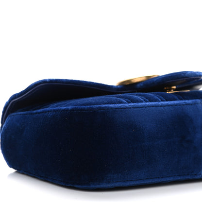 Gucci Velvet Matelasse Mini GG Marmont Shoulder Bag Cobalt Blue 8 of 9