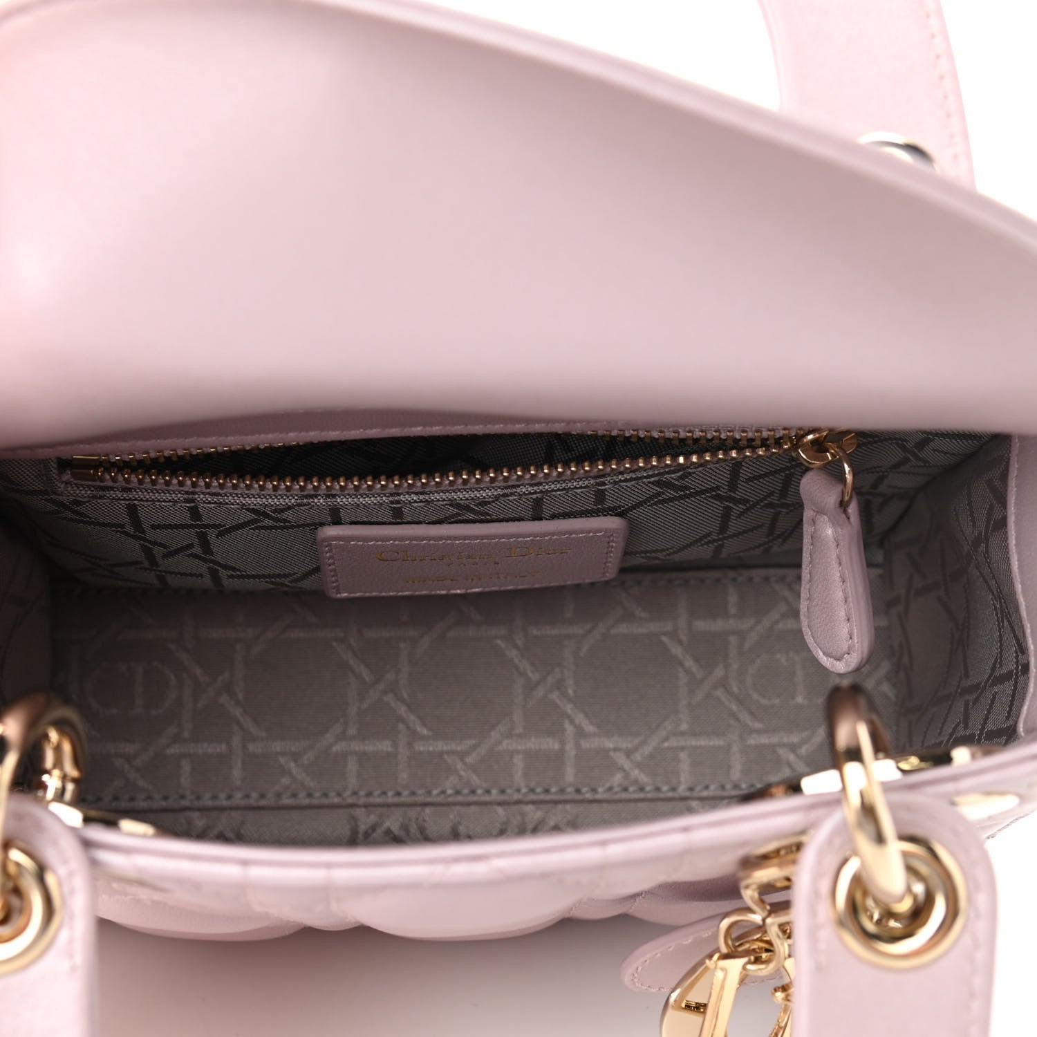 Christian Dior Metallic Lambskin Cannage Mini Lady Dior Lotus 5 of 10