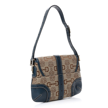 Gucci Canvas Horsebit Shoulder Bag Blue 3 of 10