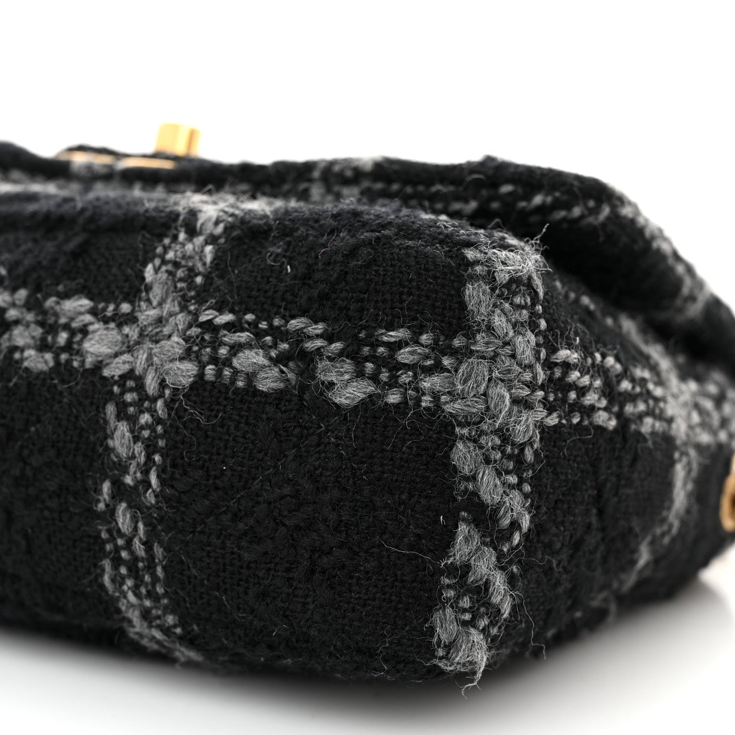 Chanel Wool Tweed Quilted Elegant Chain Flap Black Grey 10 of 10