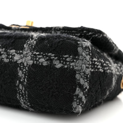 Chanel Wool Tweed Quilted Elegant Chain Flap Black Grey 10 of 10