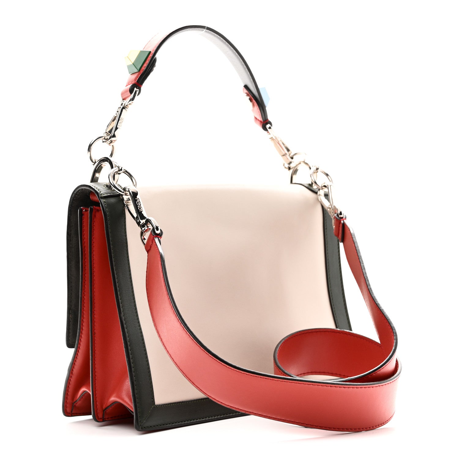 Fendi Vitello Liberty Dolce Floral Embroidered Studded Kan I Shoulder Bag Bloody Mary Multicolor 3 of 10