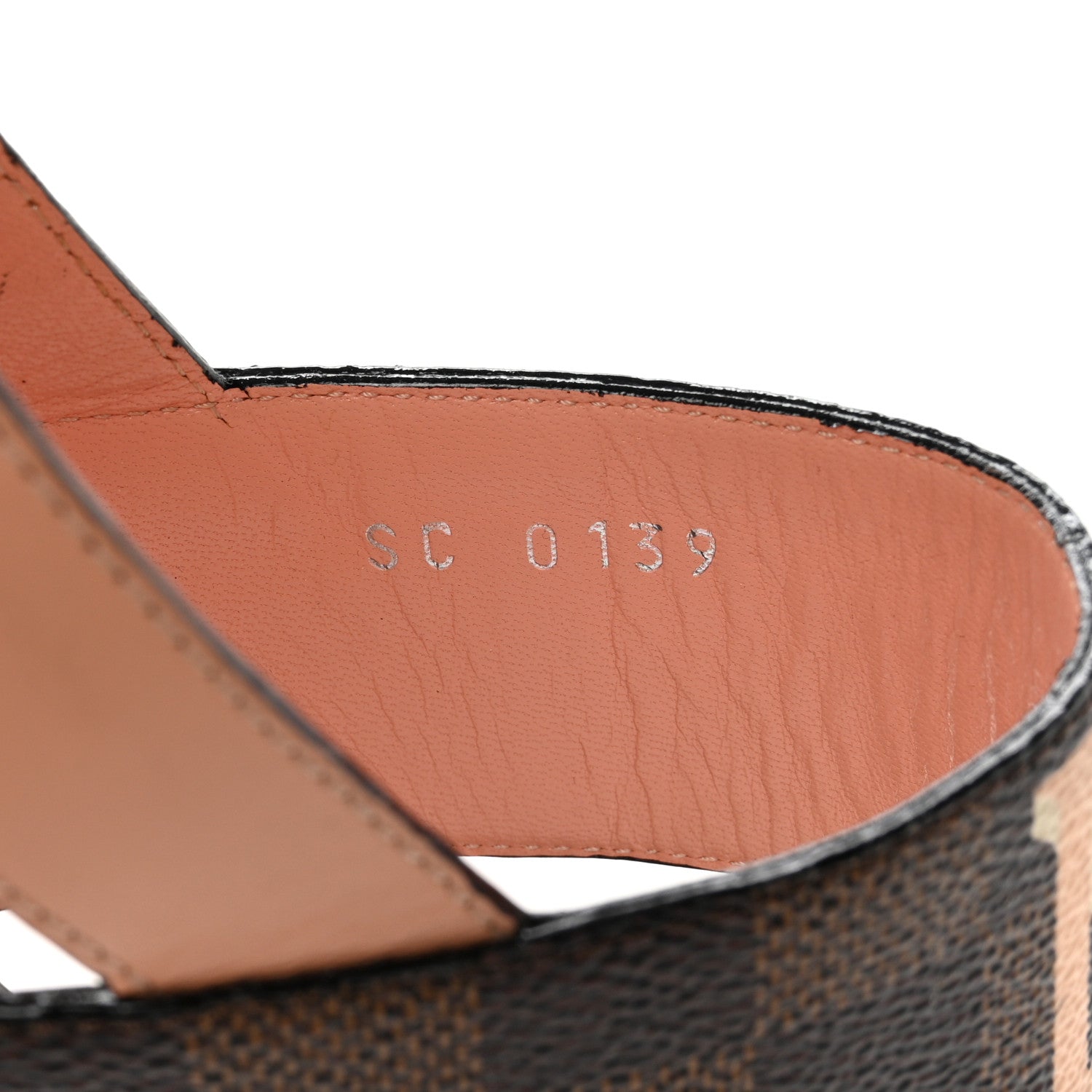 Louis Vuitton Calfskin Damier Ebene Passenger Heeled Sandals 38 Venus Pink 8 of 10
