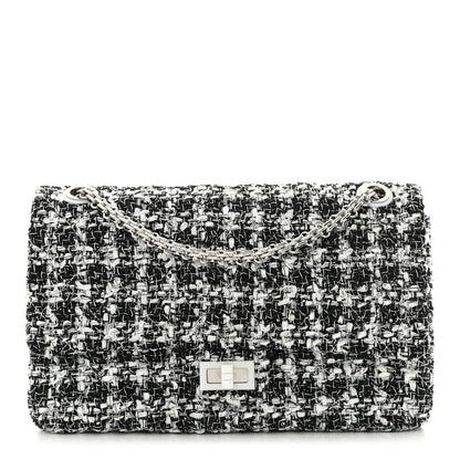 Chanel Tweed Quilted Resin 2.55 Reissue 226 Flap Black White 1 of 11