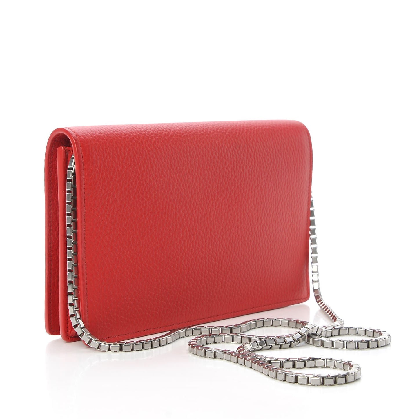 Vibrato Calfskin Classic Silver Hardware Wallet on Chain Rouge Cerise