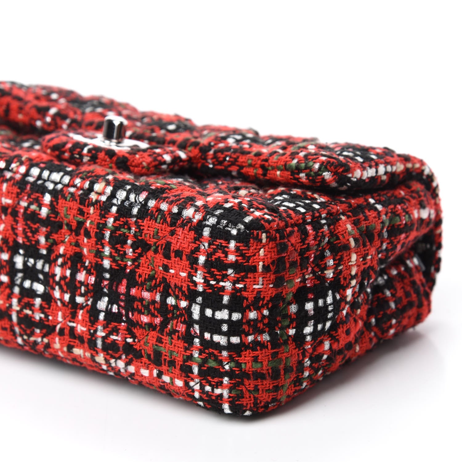 Chanel Tweed Quilted Mini Rectangular Flap Red Navy 7 of 11