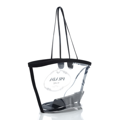 Prada Plexiglass Calfskin Small Shopper Tote Black 4 of 11