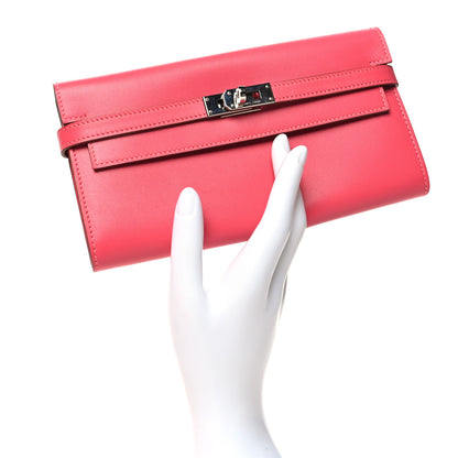 Hermes Tadelakt Kelly Longue Wallet Rose Lipstick 2 of 11