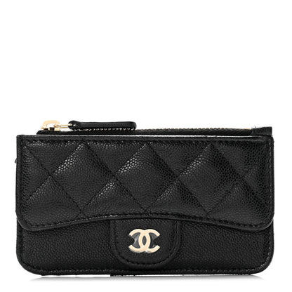 Chanel Caviar Quilted Flap Zip Card Holder Black 1 of 7