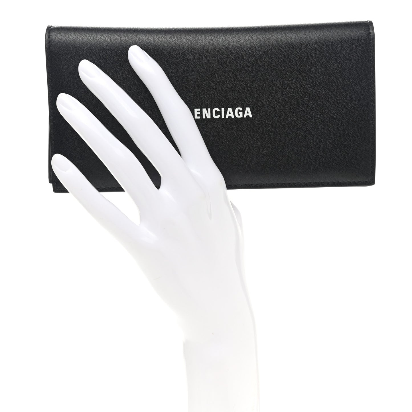 Calfskin Cash Vertical Long Wallet Black