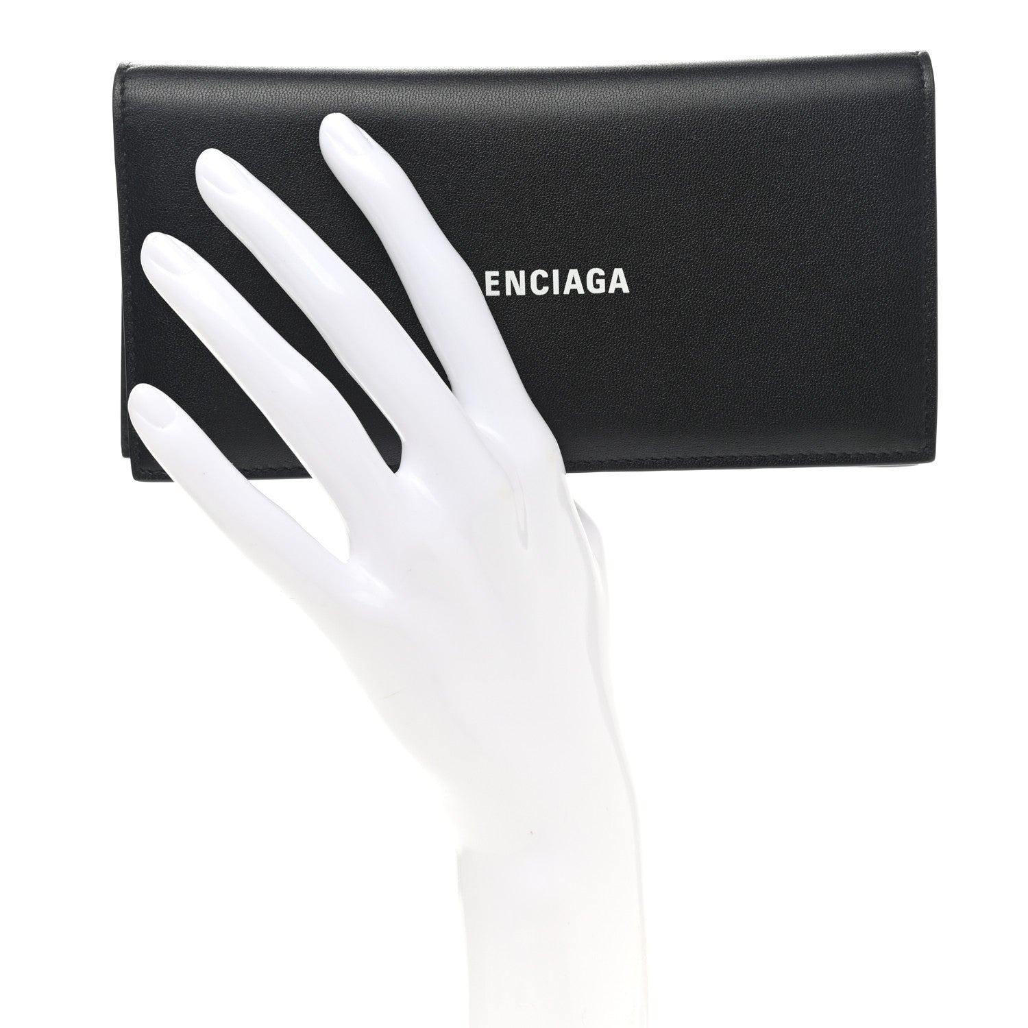 Balenciaga Calfskin Cash Vertical Long Wallet Black 2 of 8