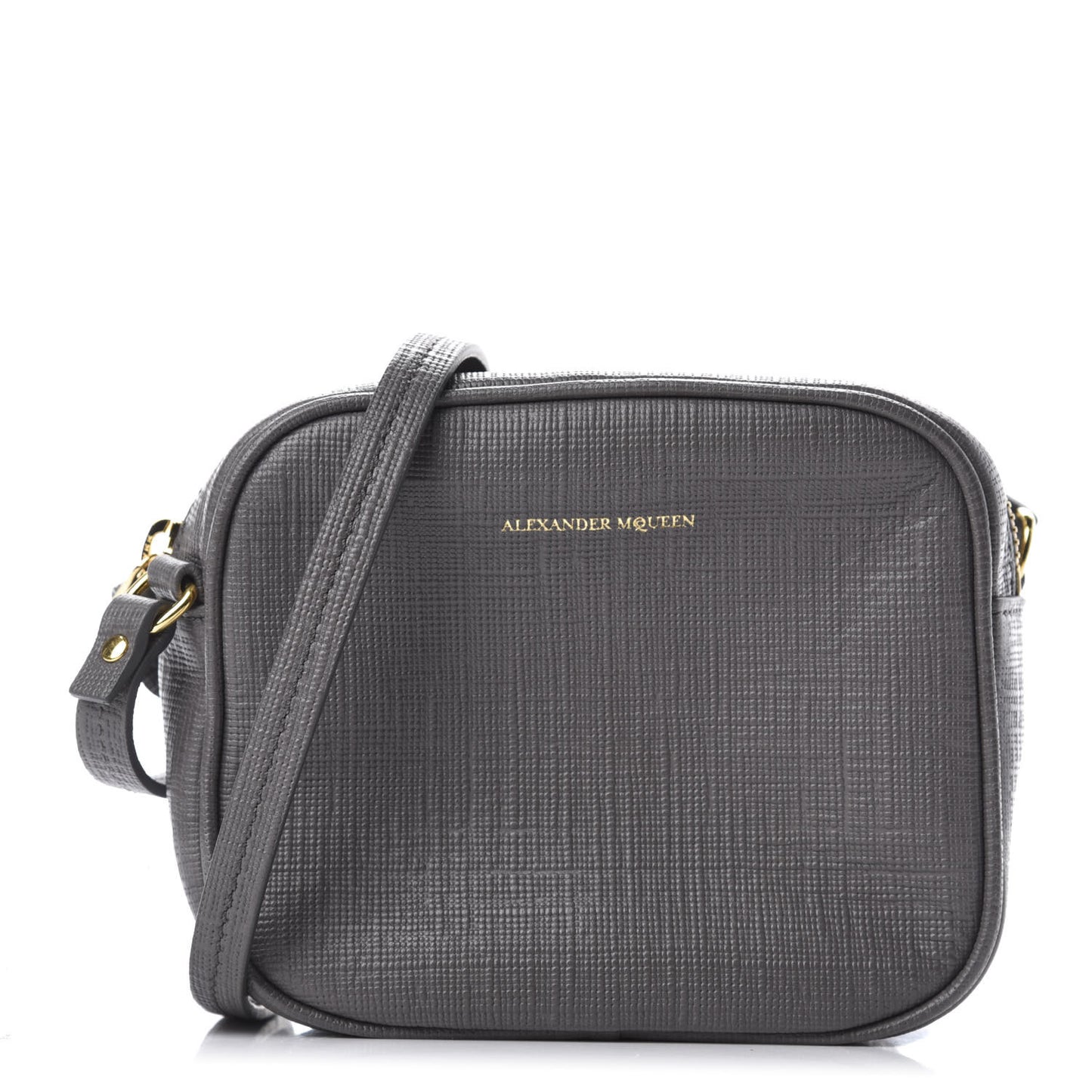Textured Calfskin Mini Camera Bag Gray