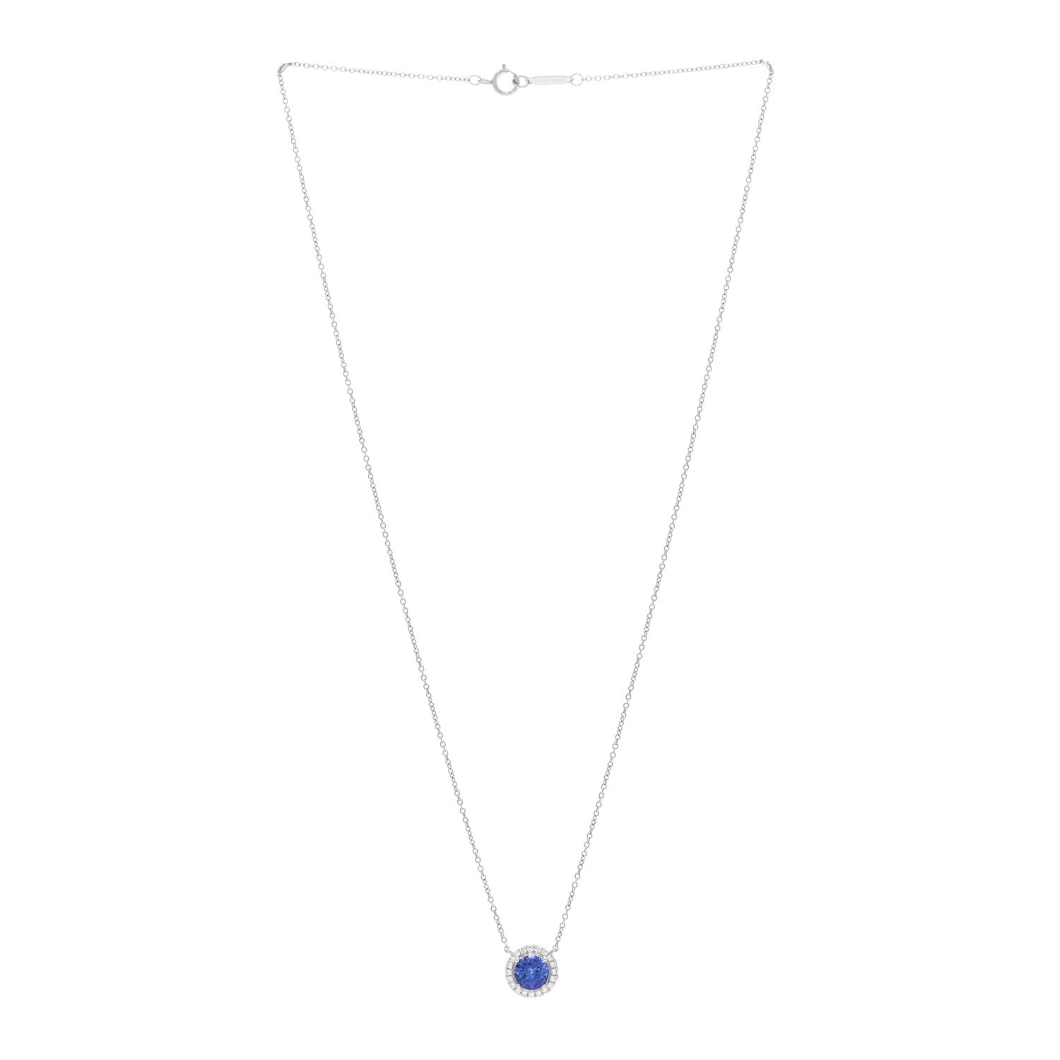 Tiffany Platinum Diamond Sapphire Soleste Pendant Necklace 3 of 4