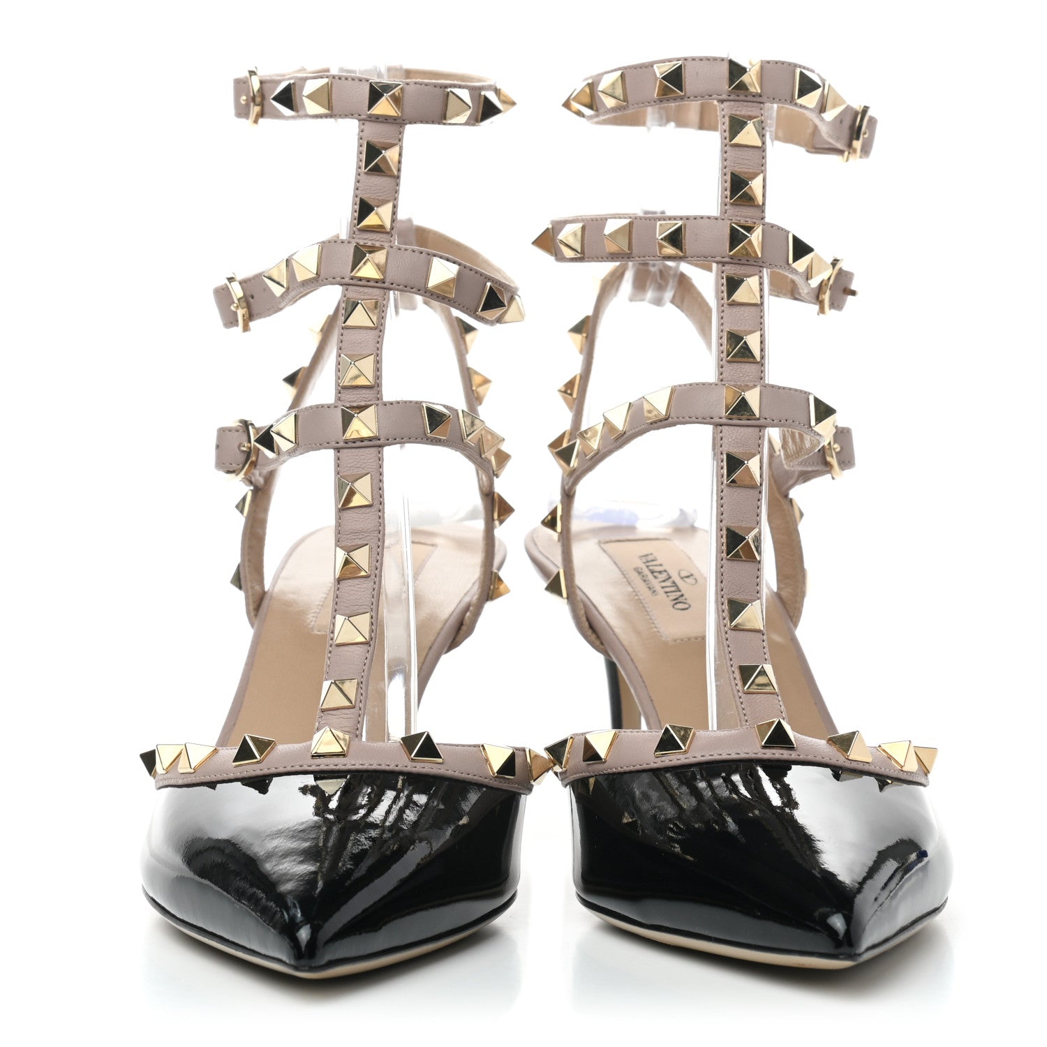 Valentino Garavani Patent Nappa Rockstud Ankle Strap 65mm Pumps 39 Black Poudre 2 of 7