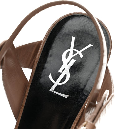 Saint Laurent Calfskin Embossed Crocodile Tribute 75 Platform Sandals 39.5 Beige 16 of 20