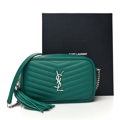 Saint Laurent Grain De Poudre Matelasse Monogram Mini Lou Camera Bag Green Field 11 of 11