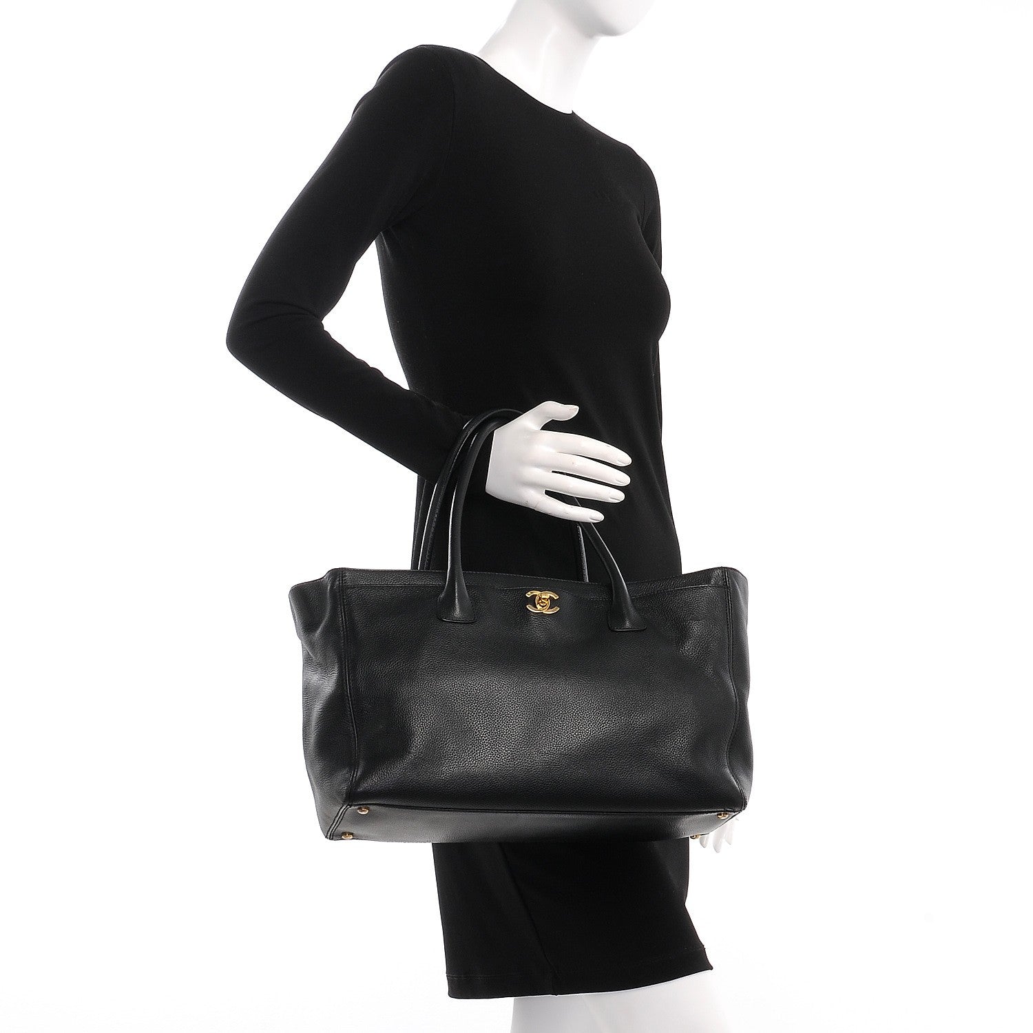 Chanel Calfskin Cerf Executive Shopper Tote Black 2 of 11