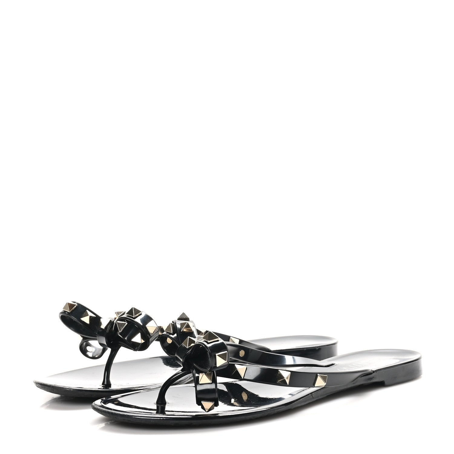 Valentino Garavani PVC Jelly Rockstud Bow Thong Sandals 38 Black 4 of 9