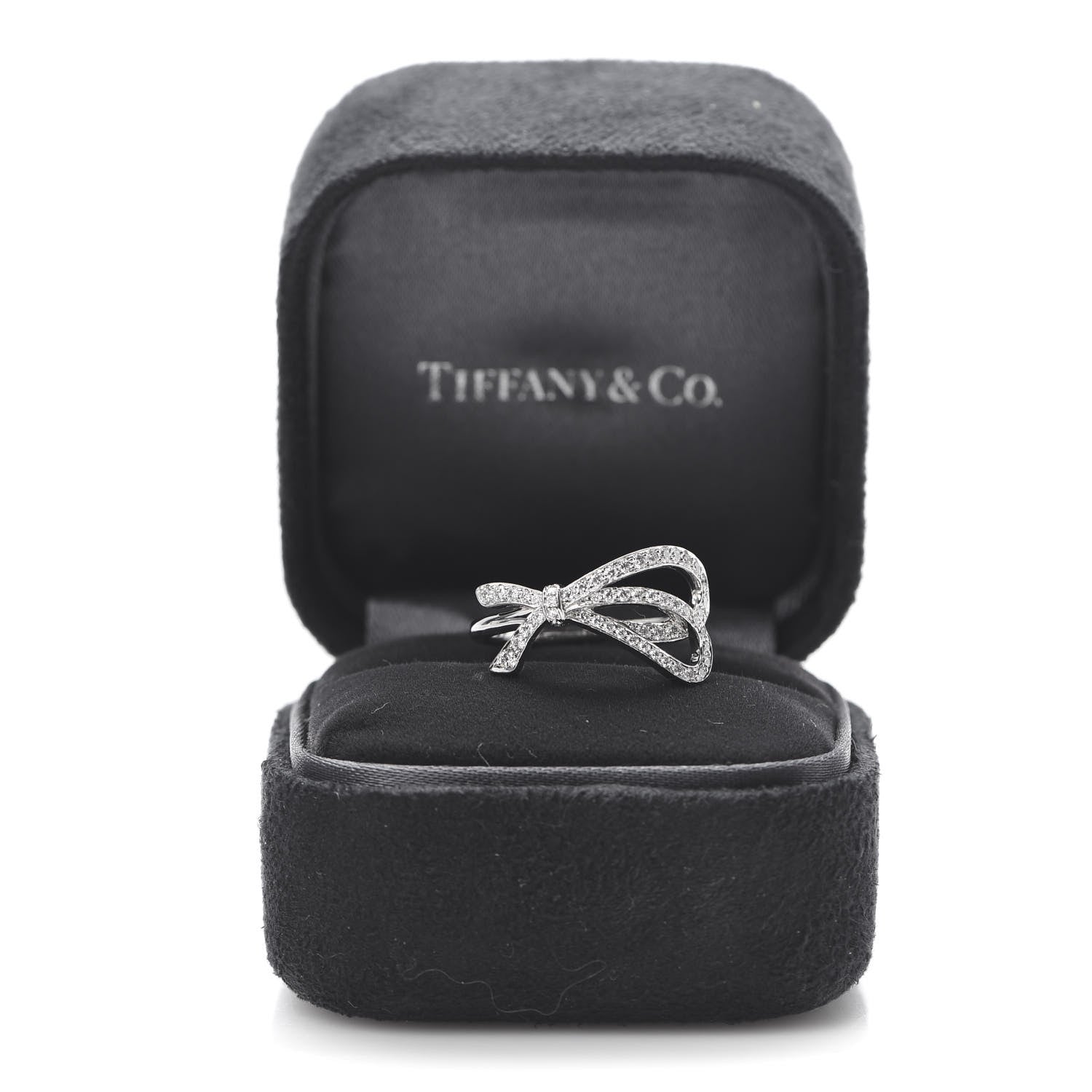 Tiffany 18K White Gold Diamond .40ct Bow Ring 53 6.5 6 of 6
