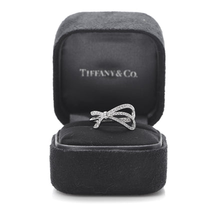 Tiffany 18K White Gold Diamond .40ct Bow Ring 53 6.5 6 of 6