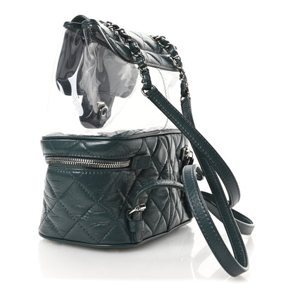 Chanel Crumpled Calfskin PVC Quilted Backpack Green 3 of 10