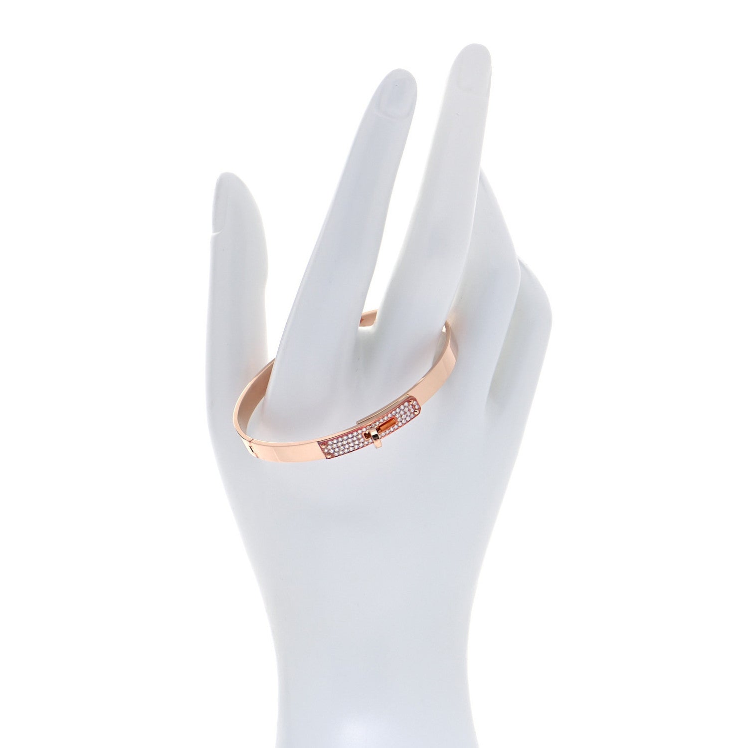 Hermes 18K Rose Gold Diamond PM Kelly Pave Bracelet SH 2 of 7