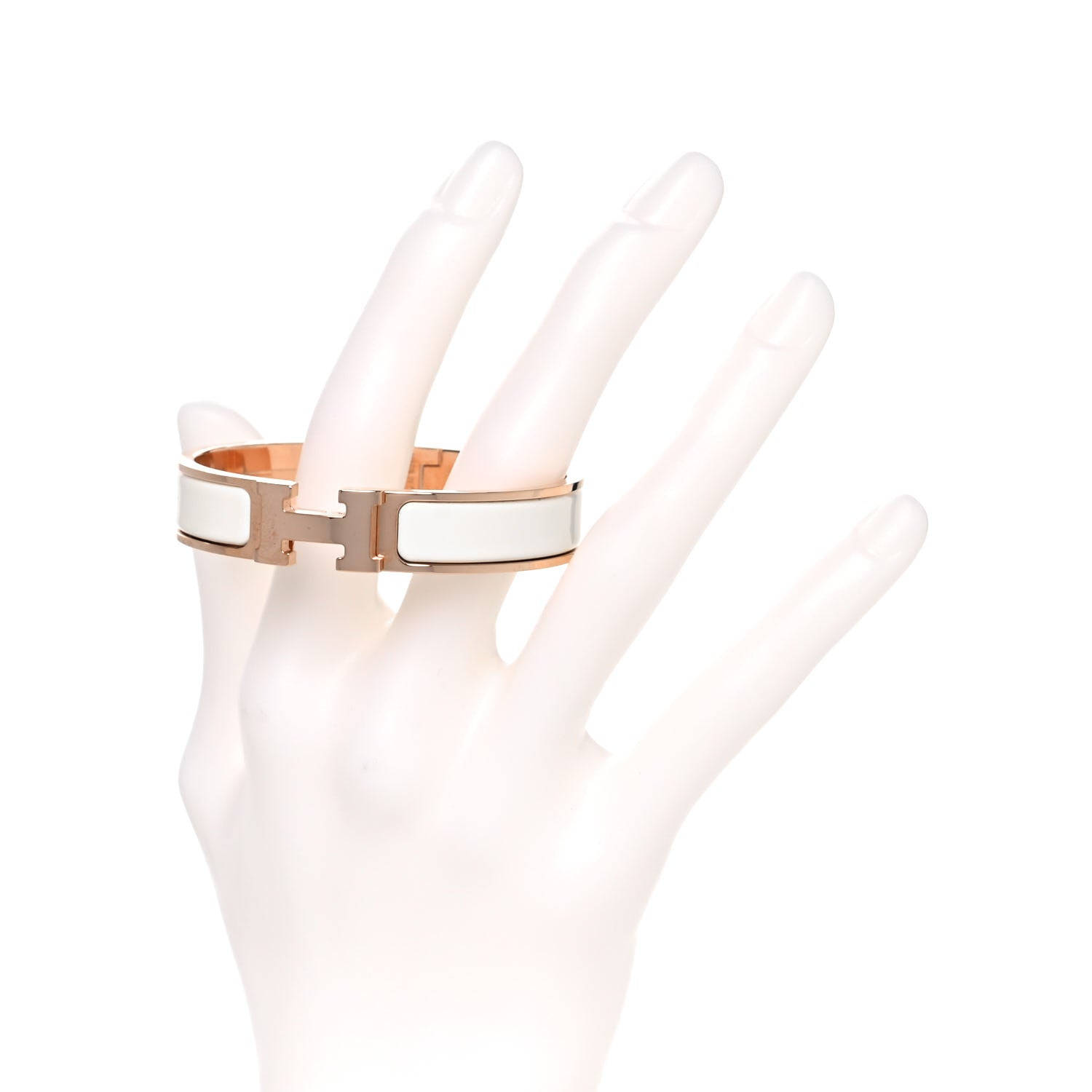 Hermes Enamel Narrow Clic Clac H Bracelet PM Craie 2 of 7