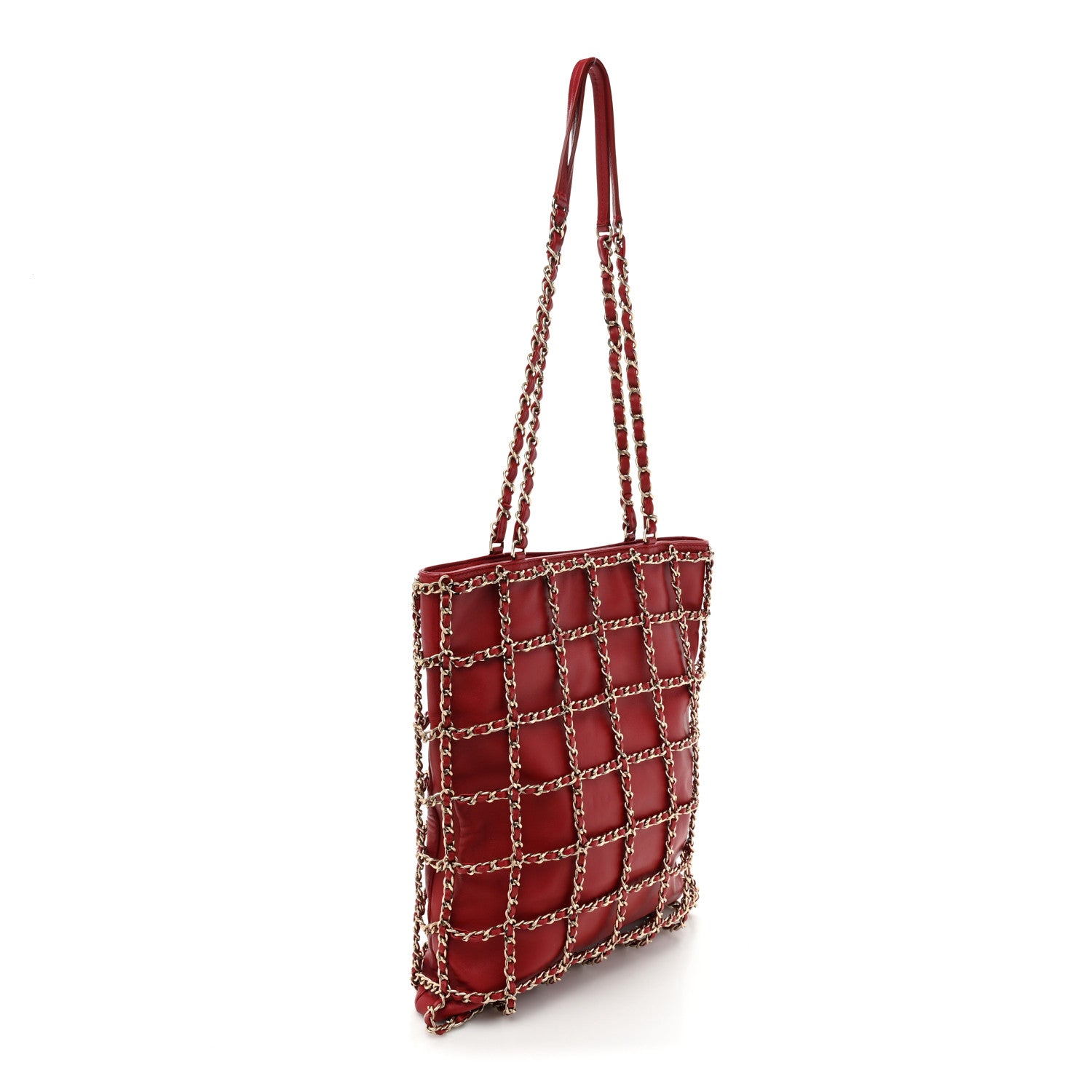Chanel Lambskin Large Shopping Chain Tote Red 4 of 10