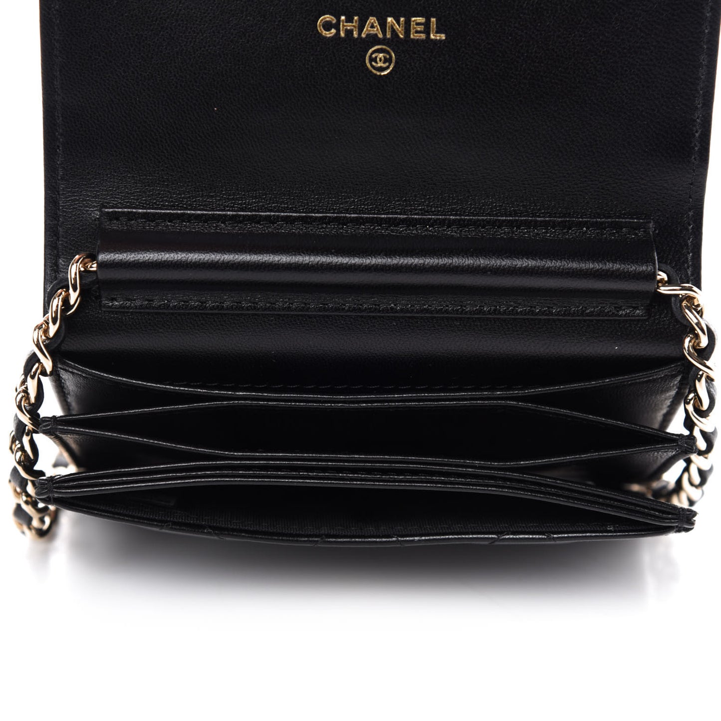 Lambskin Quilted My Chanel Lady Card Holder On Chain Black