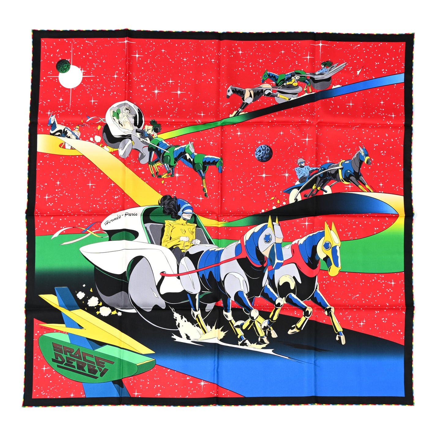 Silk Space Derby Scarf 90 Rouge Vert Multicolor