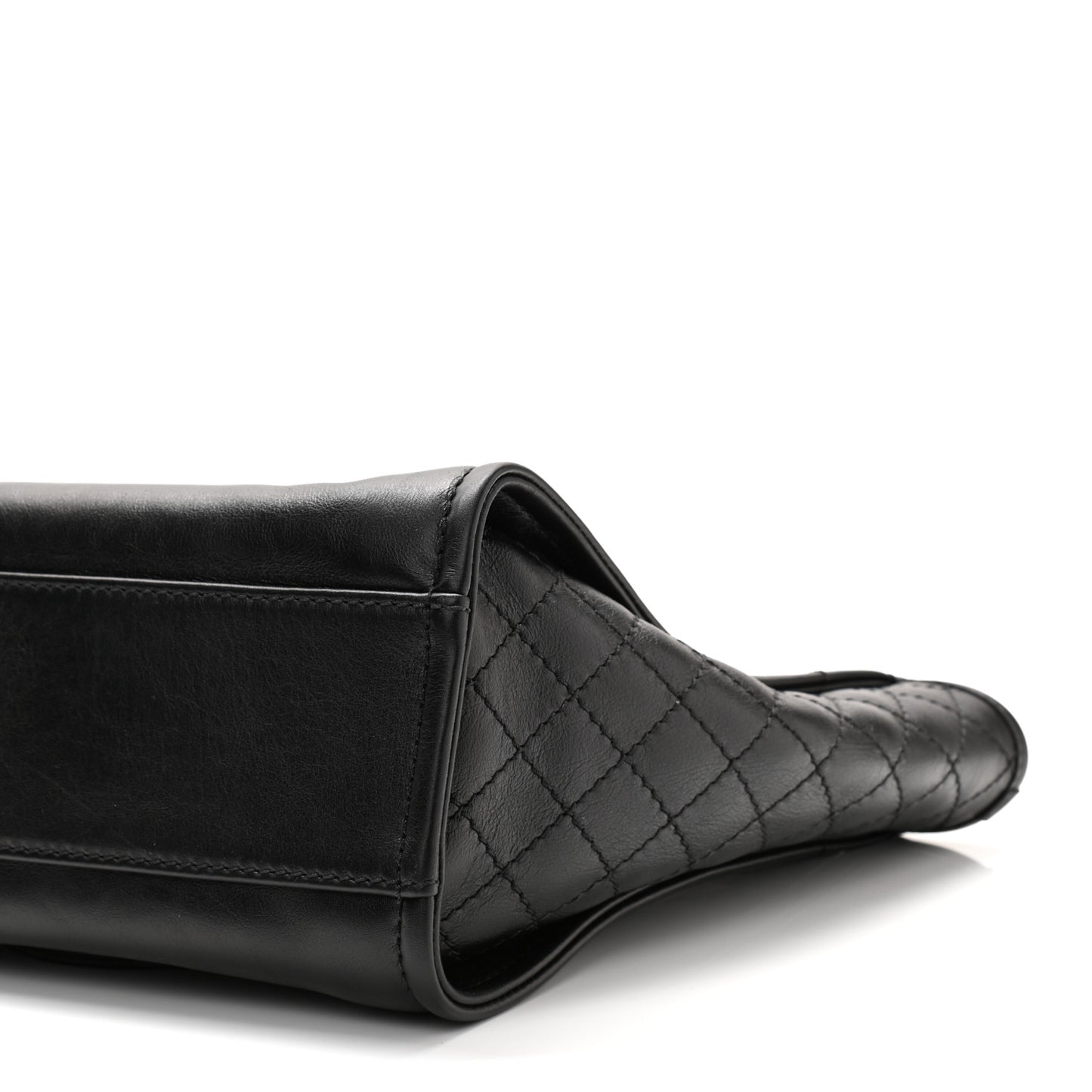 Aged Calfskin Small Charms Deauville Tote Black
