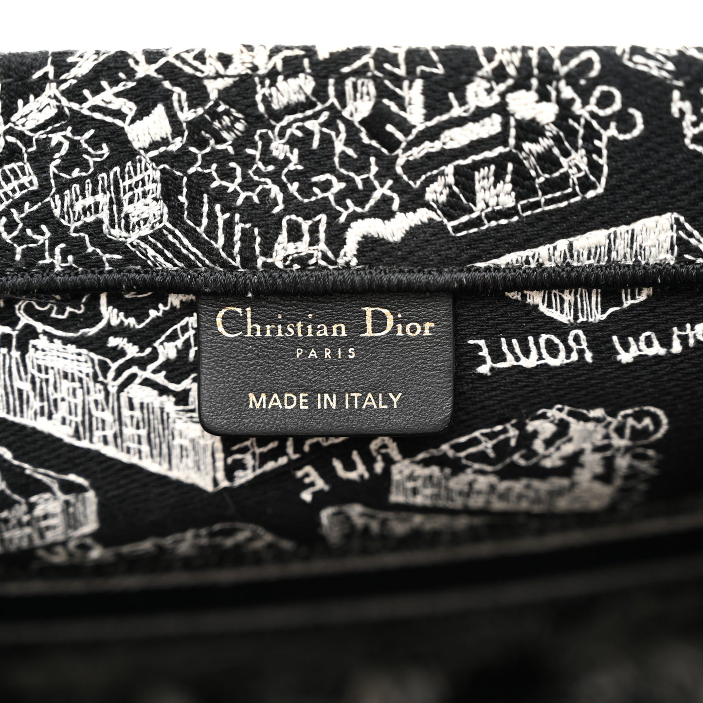Canvas Embroidered Medium Plan De Paris Book Tote Black White