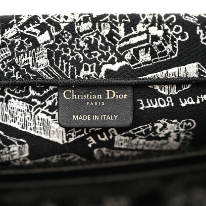 Christian Dior Canvas Embroidered Medium Plan De Paris Book Tote Black White 6 of 12
