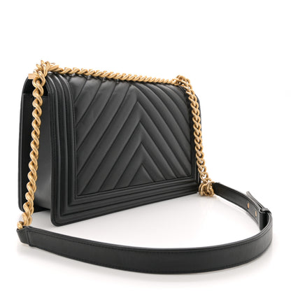 Chanel Calfskin Chevron Quilted New Medium Boy Flap Black 2 of 10