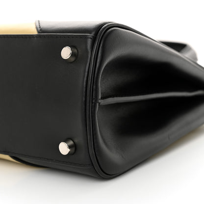 Gucci Smooth Calfskin Diagonal Striped Small Zumi Top Handle Bag Black Beige 10 of 11