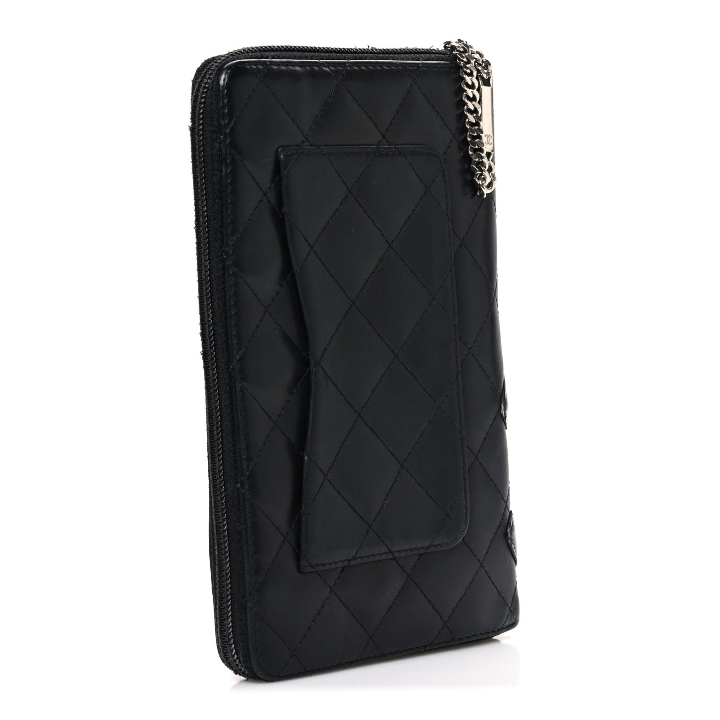 Calfskin Cambon Zip Around Organizer Wallet Black
