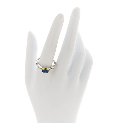 David Yurman Sterling Silver 18K Yellow Gold Blue Topaz 8mm Noblesse Ring 61 9.75 52/6 2 of 4